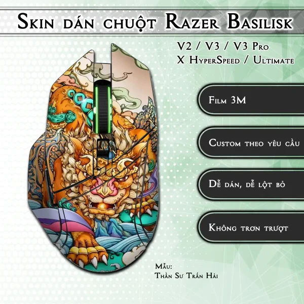 Skin dán chuột Razer Basilisk mẫu Thần Sư Trấn Hải