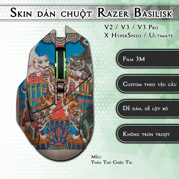 Skin dán chuột Razer Basilisk mẫu Thần Thú Chiêu Tài