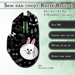 Skin dán chuột Razer Basilisk mẫu Thỏ Cony atk120
