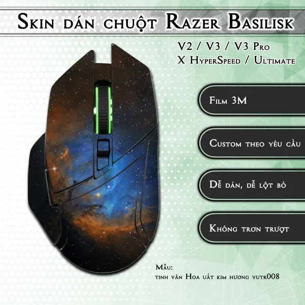 Skin dán chuột Razer Basilisk mẫu tinh vân Hoa uất kim hương vutr008