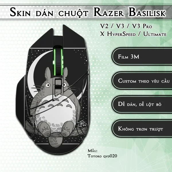 Skin dán chuột Razer Basilisk mẫu Totoro qvd020