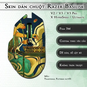 Skin dán chuột Razer Basilisk mẫu Traditional Patterns patt01