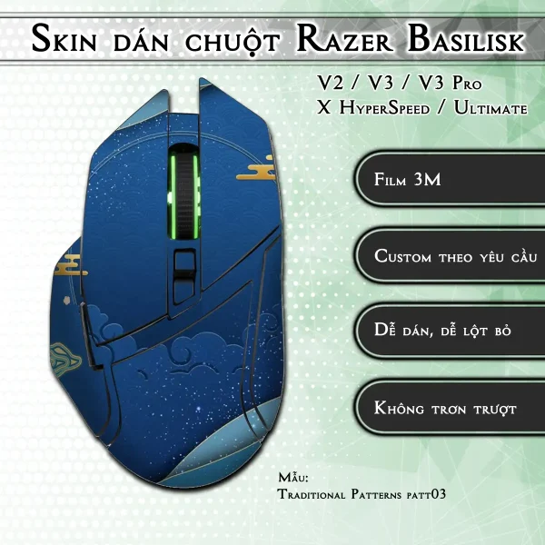 Skin dán chuột Razer Basilisk mẫu Traditional Patterns patt03