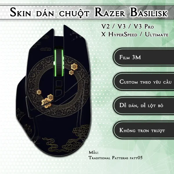 Skin dán chuột Razer Basilisk mẫu Traditional Patterns patt05