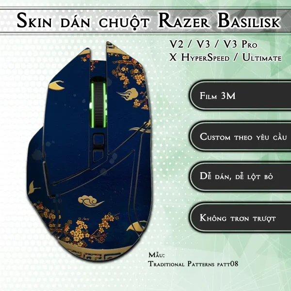 Skin dán chuột Razer Basilisk mẫu Traditional Patterns patt08