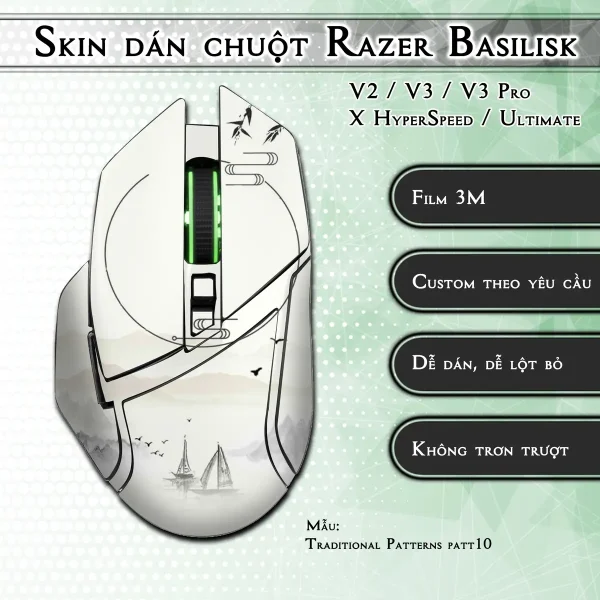Skin dán chuột Razer Basilisk mẫu Traditional Patterns patt10