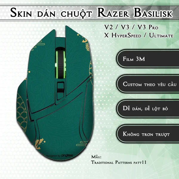 Skin dán chuột Razer Basilisk mẫu Traditional Patterns patt11
