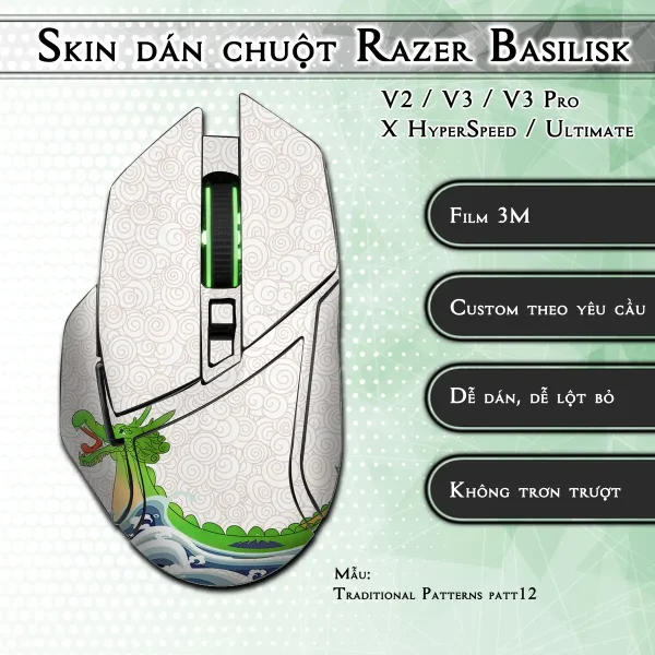 Skin dán chuột Razer Basilisk mẫu Traditional Patterns patt12