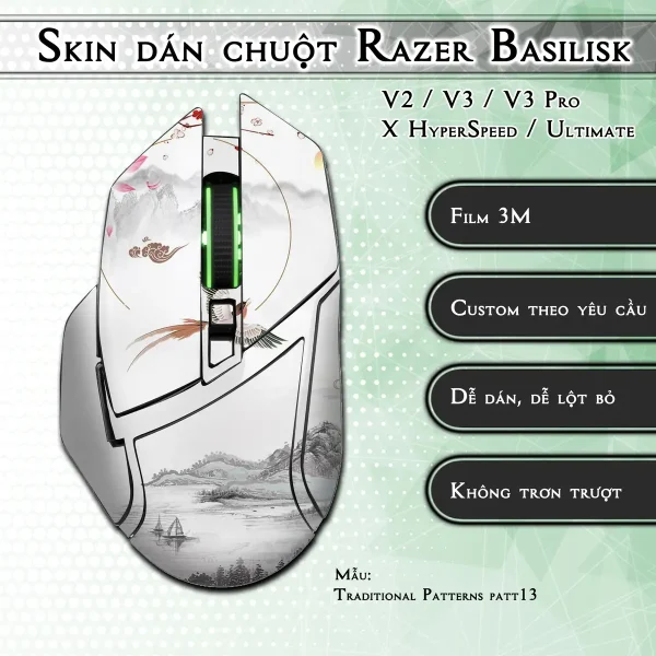 Skin dán chuột Razer Basilisk mẫu Traditional Patterns patt13