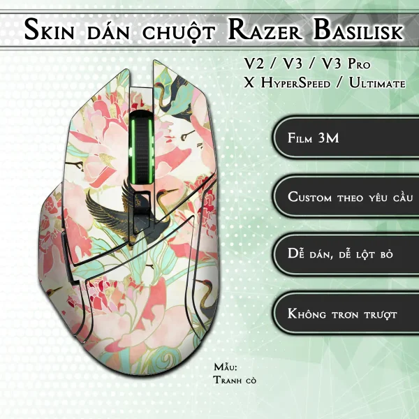 Skin dán chuột Razer Basilisk mẫu Tranh cò