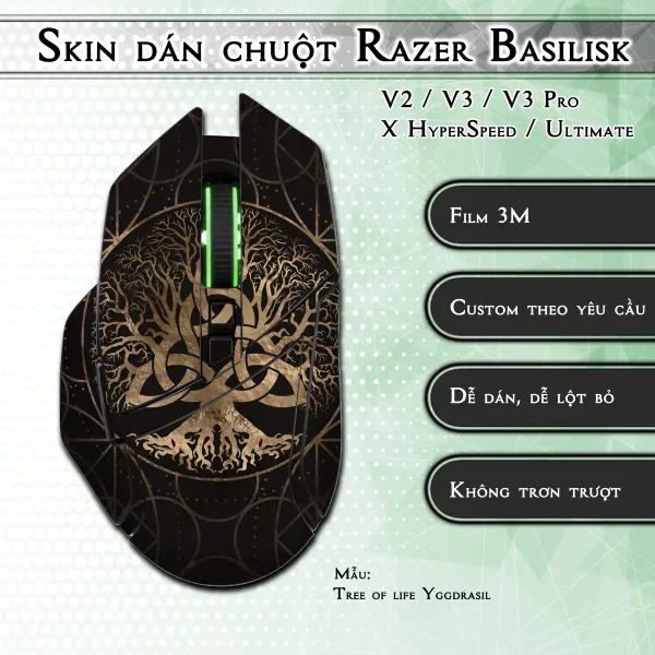 Skin dán chuột Razer Basilisk mẫu Tree of life Yggdrasil