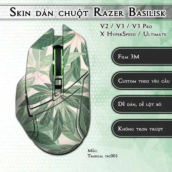 Skin dán chuột Razer Basilisk mẫu Tropical tpc001