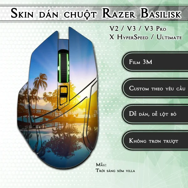 Skin dán chuột Razer Basilisk mẫu Trời sáng sớm villa
