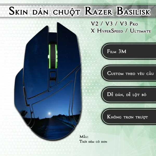 Skin dán chuột Razer Basilisk mẫu Trời đêm cô đơn