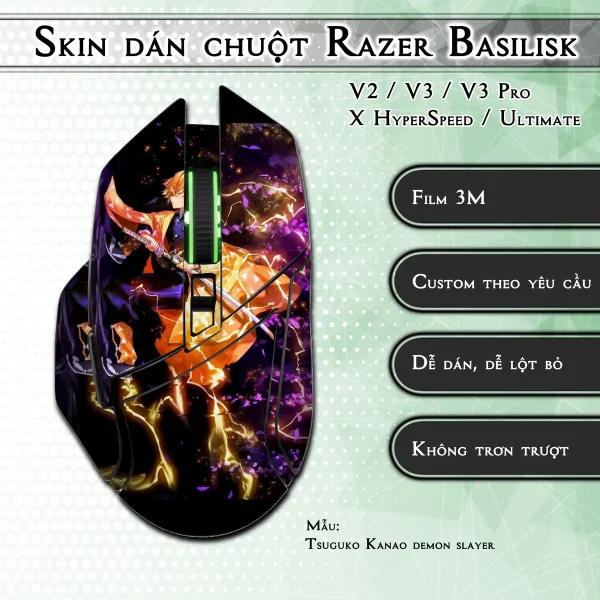 Skin dán chuột Razer Basilisk mẫu Tsuguko Kanao demon slayer