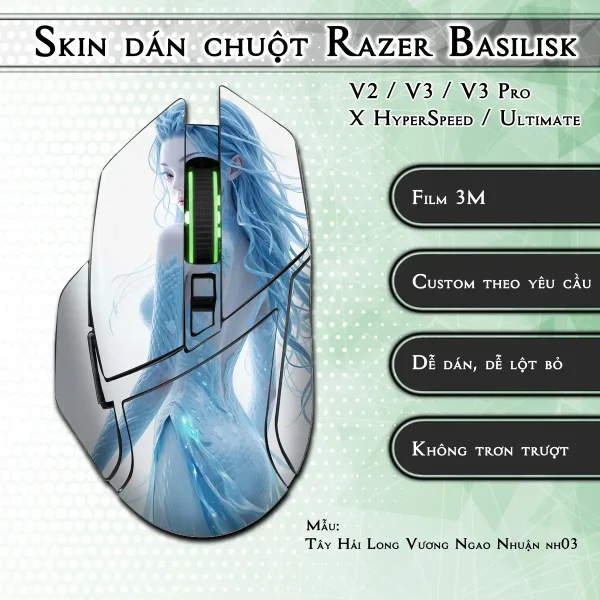 Skin dán chuột Razer Basilisk mẫu Tây Hải Long Vương Ngao Nhuận nh03