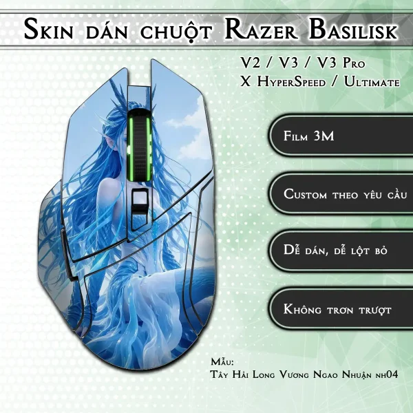 Skin dán chuột Razer Basilisk mẫu Tây Hải Long Vương Ngao Nhuận nh04