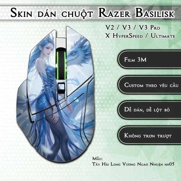 Skin dán chuột Razer Basilisk mẫu Tây Hải Long Vương Ngao Nhuận nh05