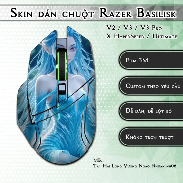 Skin dán chuột Razer Basilisk mẫu Tây Hải Long Vương Ngao Nhuận nh06