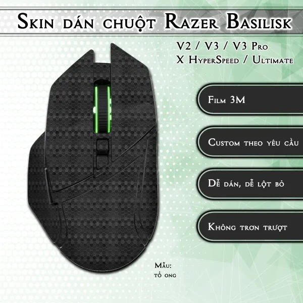 Skin dán chuột Razer Basilisk mẫu tổ ong