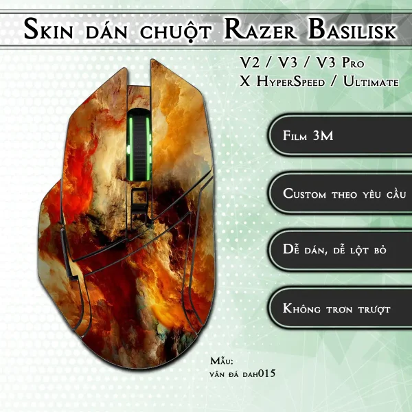 Skin dán chuột Razer Basilisk mẫu vân đá dah015