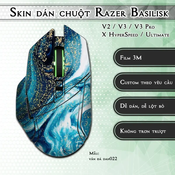 Skin dán chuột Razer Basilisk mẫu vân đá dah022