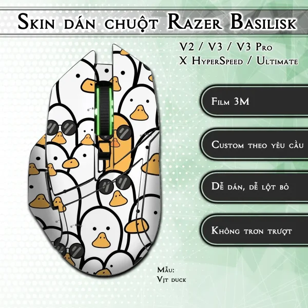 Skin dán chuột Razer Basilisk mẫu Vịt duck