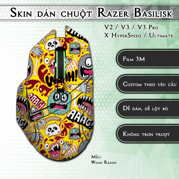 Skin dán chuột Razer Basilisk mẫu Woah Raagh
