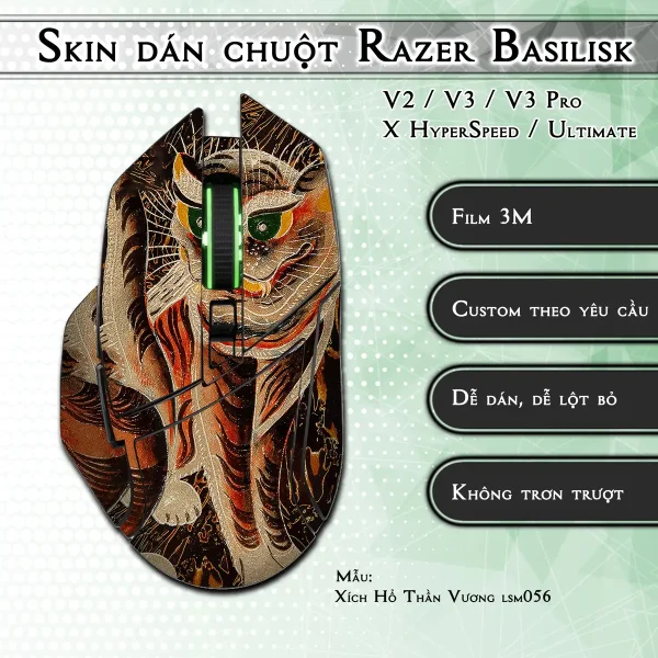 Skin dán chuột Razer Basilisk mẫu Xích Hổ Thần Vương lsm056