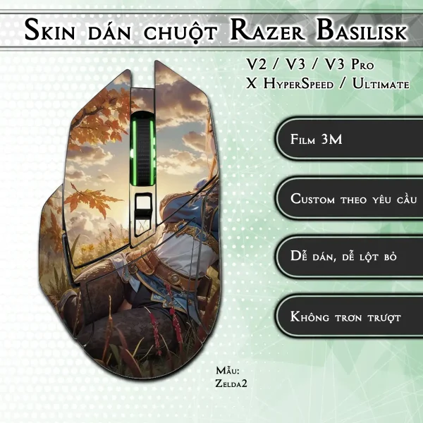 Skin dán chuột Razer Basilisk mẫu Zelda2
