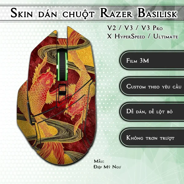 Skin dán chuột Razer Basilisk mẫu Điệp Mỹ Ngư