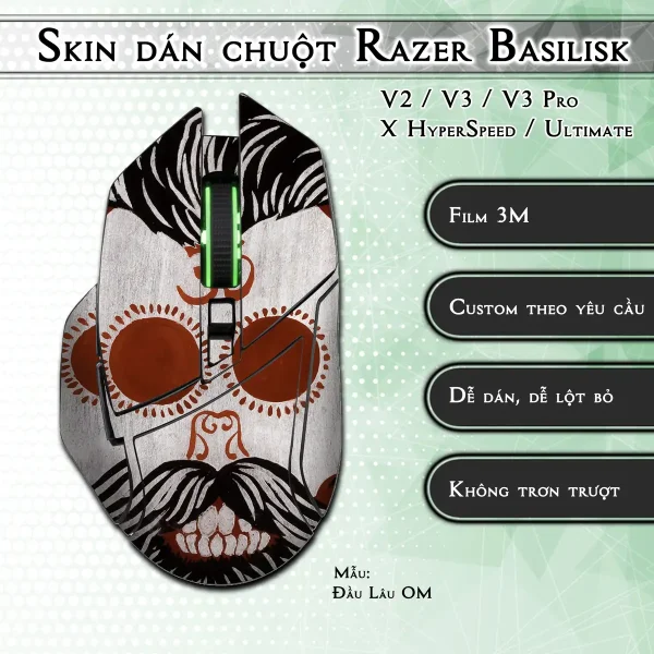 Skin dán chuột Razer Basilisk mẫu Đầu Lâu OM