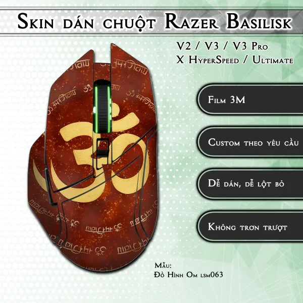 Skin dán chuột Razer Basilisk mẫu Đồ Hình Om lsm063