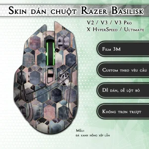 Skin dán chuột Razer Basilisk mẫu đá xanh hồng xếp lẫn