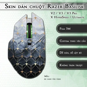 Skin dán chuột Razer Basilisk mẫu đá xanh vân vàng