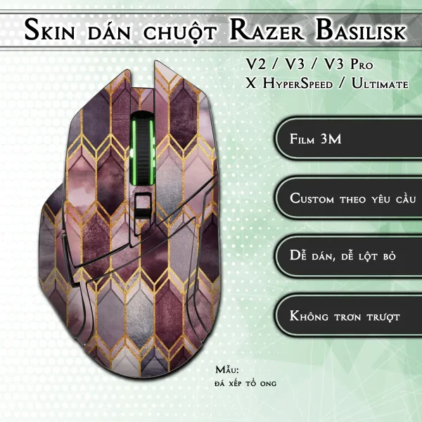 Skin dán chuột Razer Basilisk mẫu đá xếp tổ ong