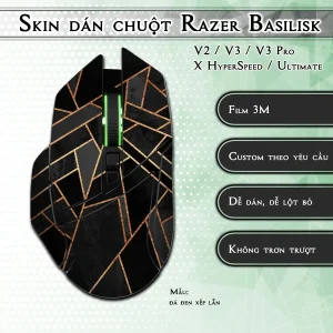 Skin dán chuột Razer Basilisk mẫu đá đen xếp lẫn
