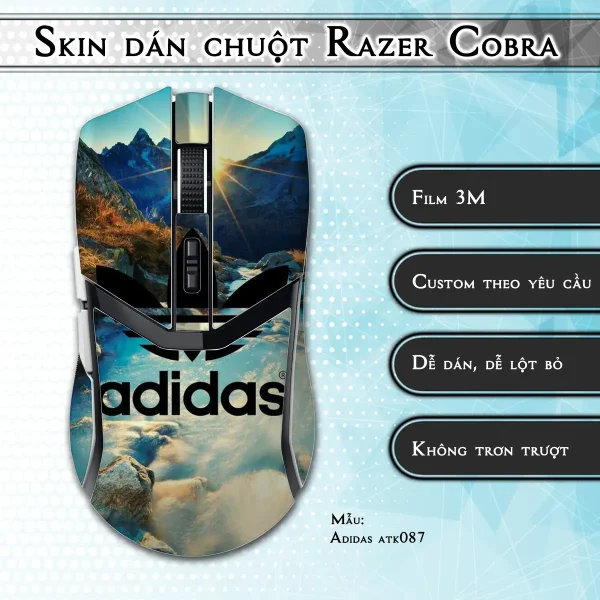 Skin dán chuột Razer Cobra Pro mẫu Adidas atk087