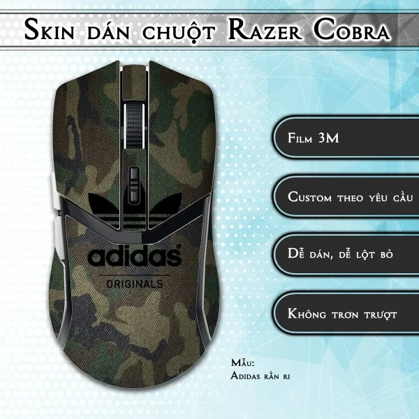 Skin dán chuột Razer Cobra Pro mẫu Adidas rằn ri
