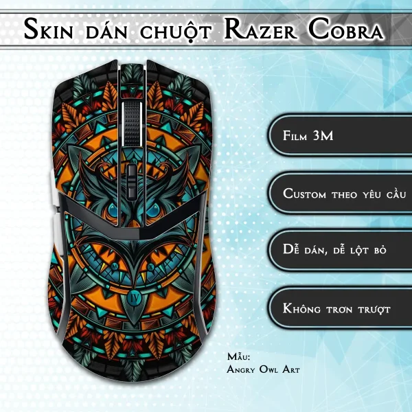 Skin dán chuột Razer Cobra Pro mẫu Angry Owl Art