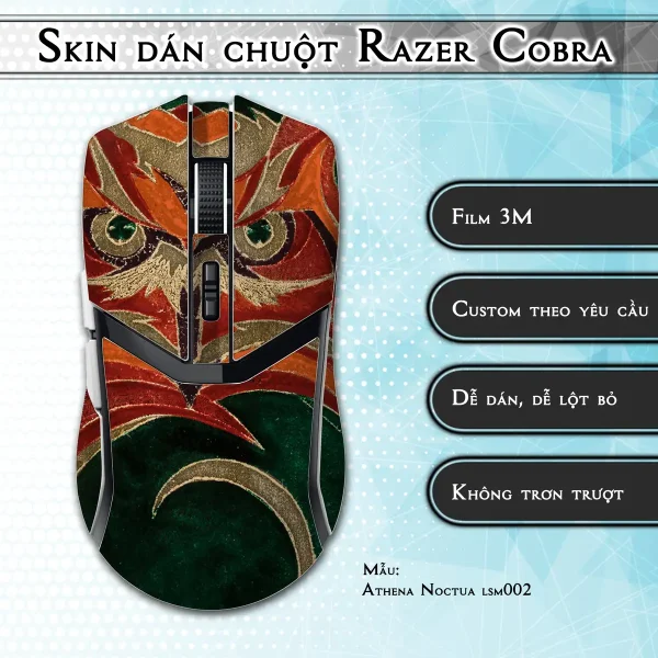 Skin dán chuột Razer Cobra Pro mẫu Athena Noctua lsm002