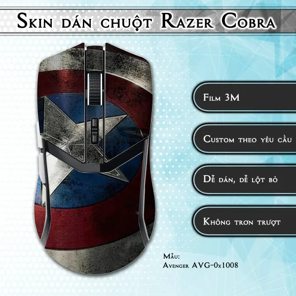 Skin dán chuột Razer Cobra Pro mẫu Avenger avg1008