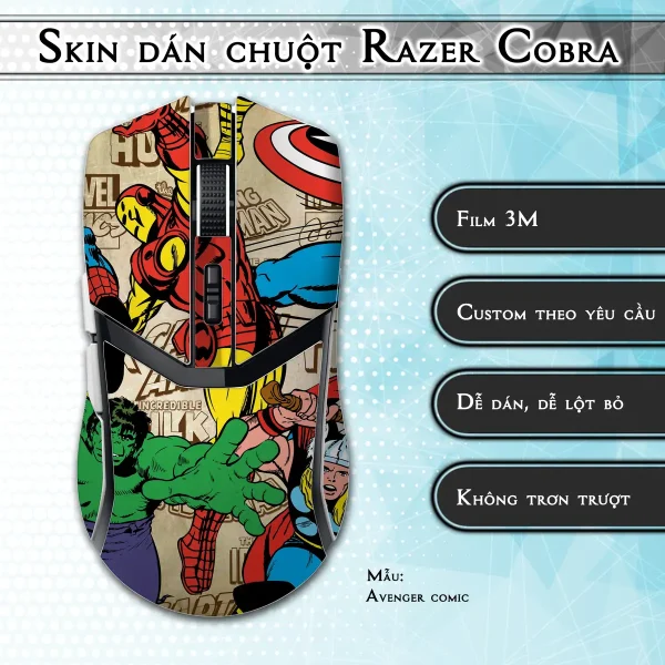 Skin dán chuột Razer Cobra Pro mẫu Avenger comic