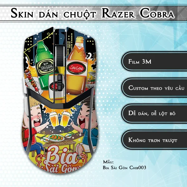 Skin dán chuột Razer Cobra Pro mẫu Bia Sài Gòn Chib003