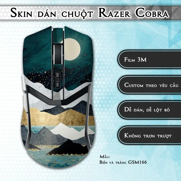 Skin dán chuột Razer Cobra Pro mẫu Biển và trăng GSM166