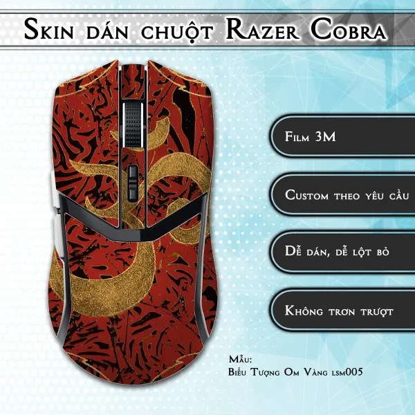 Skin dán chuột Razer Cobra Pro mẫu Biểu Tượng Om Vàng lsm005