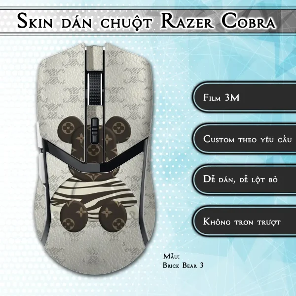 Skin dán chuột Razer Cobra Pro mẫu Brick Bear 3