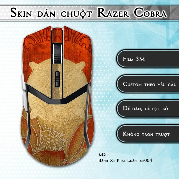 Skin dán chuột Razer Cobra Pro mẫu Bánh Xe Pháp Luân lsm004