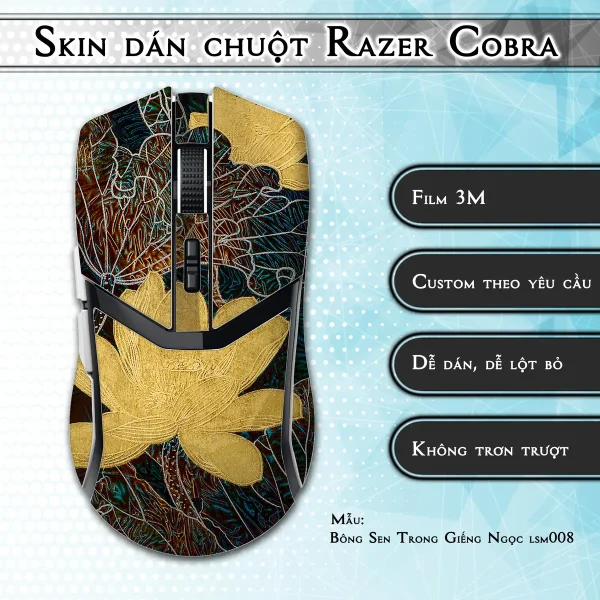 Skin dán chuột Razer Cobra Pro mẫu Bông Sen Trong Giếng Ngọc lsm008
