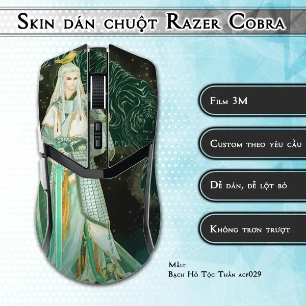 Skin dán chuột Razer Cobra Pro mẫu Bạch Hổ Tộc Thần acp029